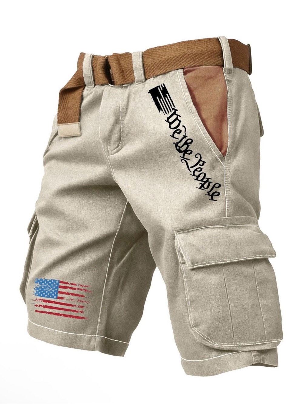 We The People Khaki Cargo Shorts for Men